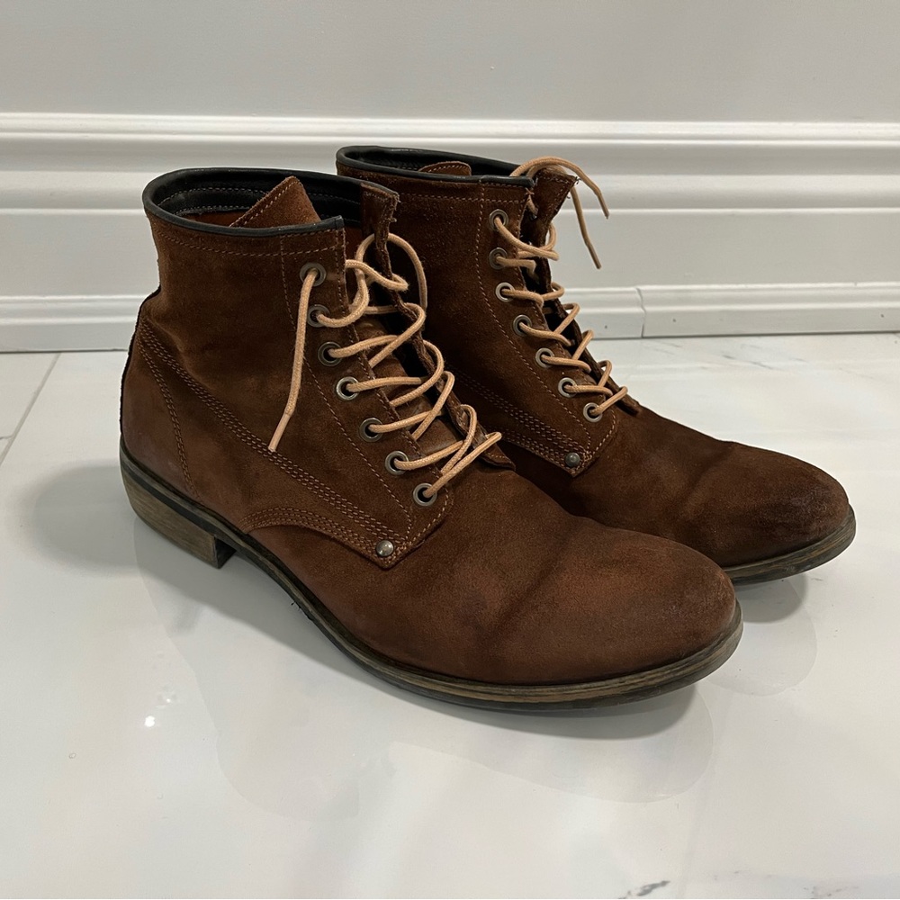 Saks Fifth Avenue Men's Brown Suede Lace-Up Boots
